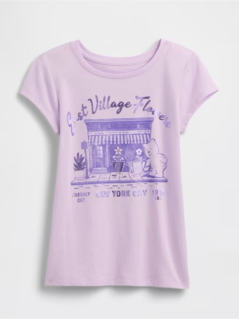 GAP Factory Lavender Graphic Tee with Purple Print